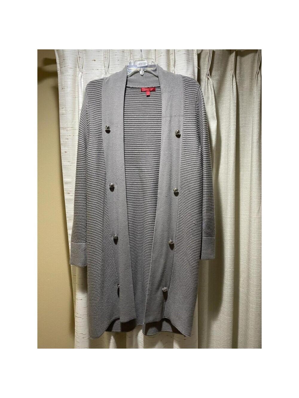 Women’s Jennifer Lopes Knitted Long Cardigan Sweater Beige M Medium open front
